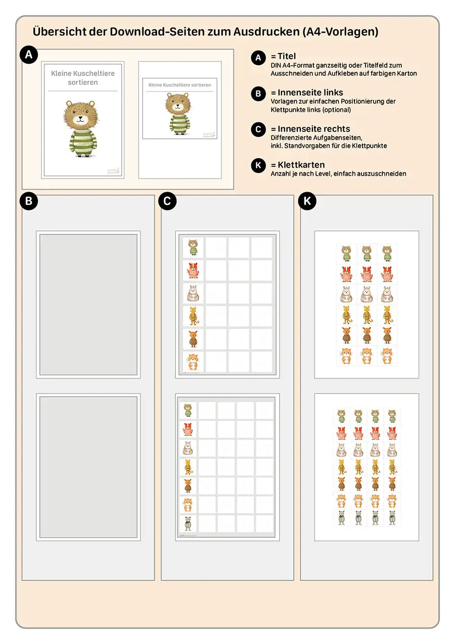 Kleine Kuscheltiere sortieren