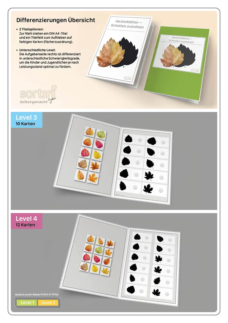 Herbstblätter und Schatten zuordnen