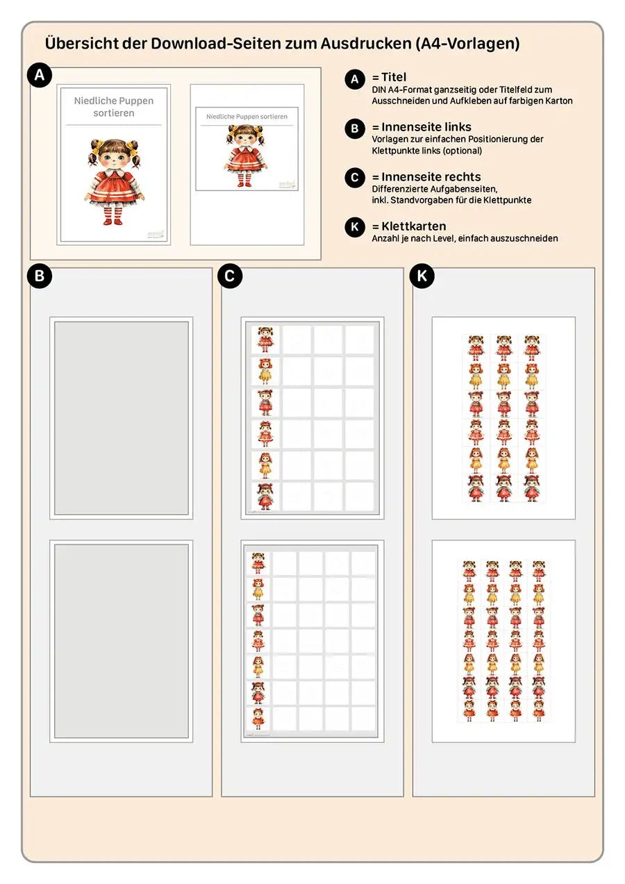 Niedliche Puppen sortieren