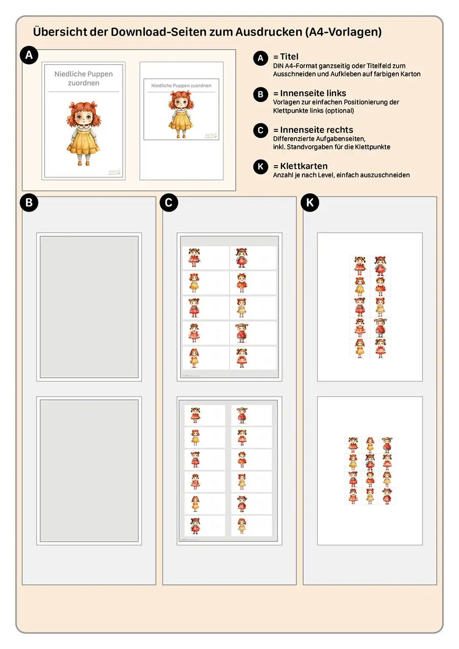 Niedliche Puppen zuordnen