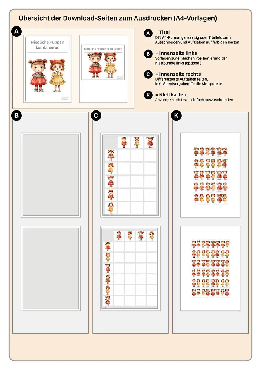 Niedliche Puppen kombinieren