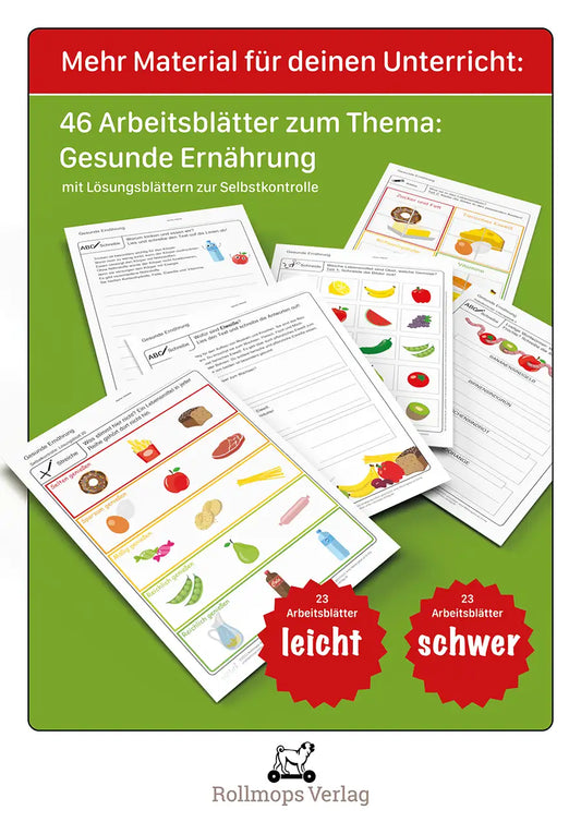 2 Arbeitsblätter | Gesunde Ernährung "Lustige Wortwürmer"