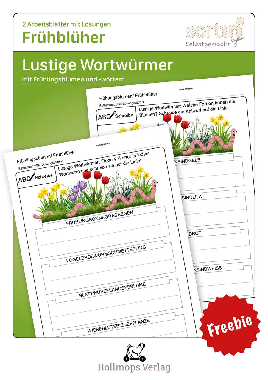 Arbeitsblätter | Frühblüher - Lustige Wortwürmer