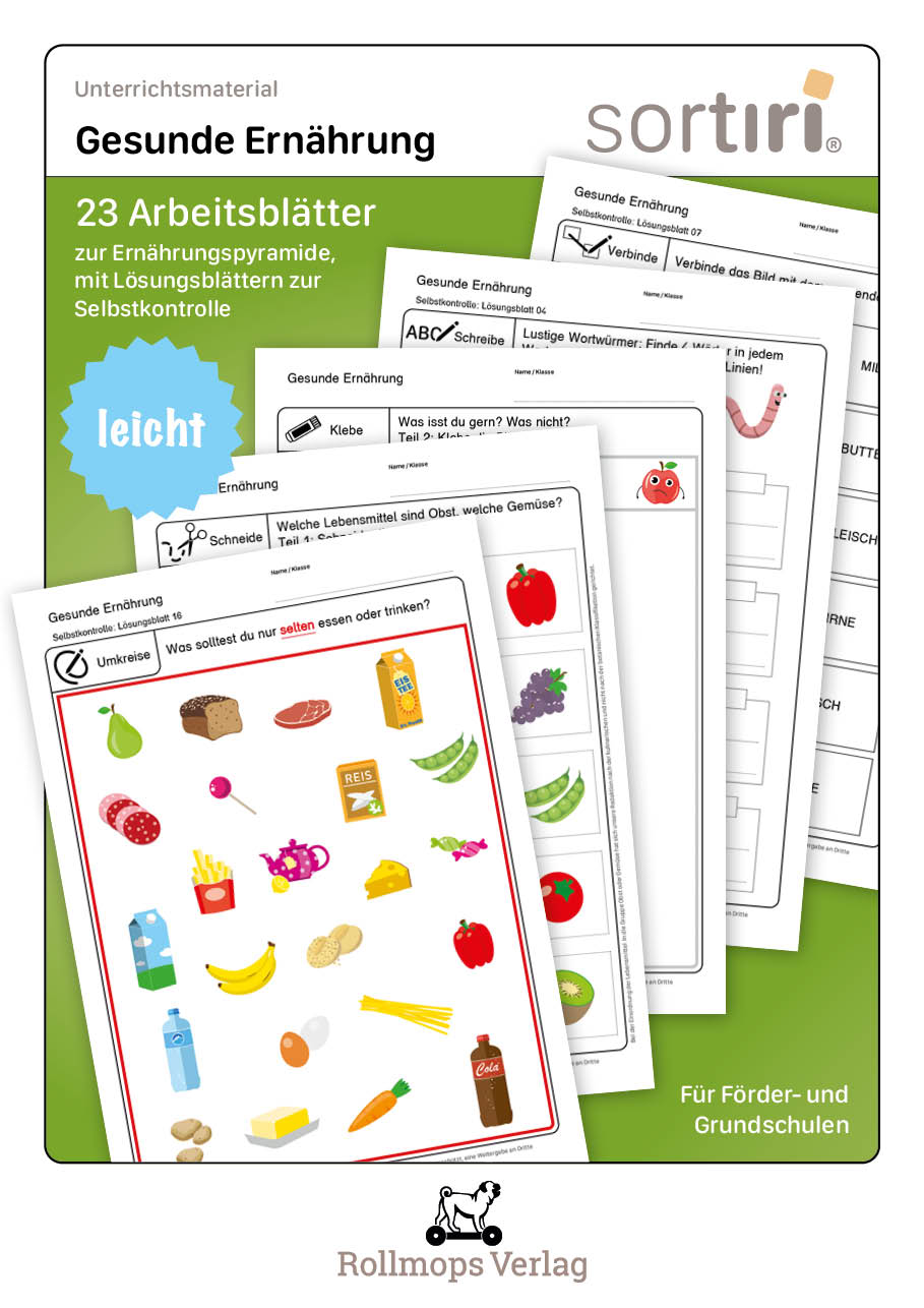 Arbeitsblatt Gesunde Ernährung
 Gesunde Ernährung Arbeitsblätter leicht – Rollmops Verlag