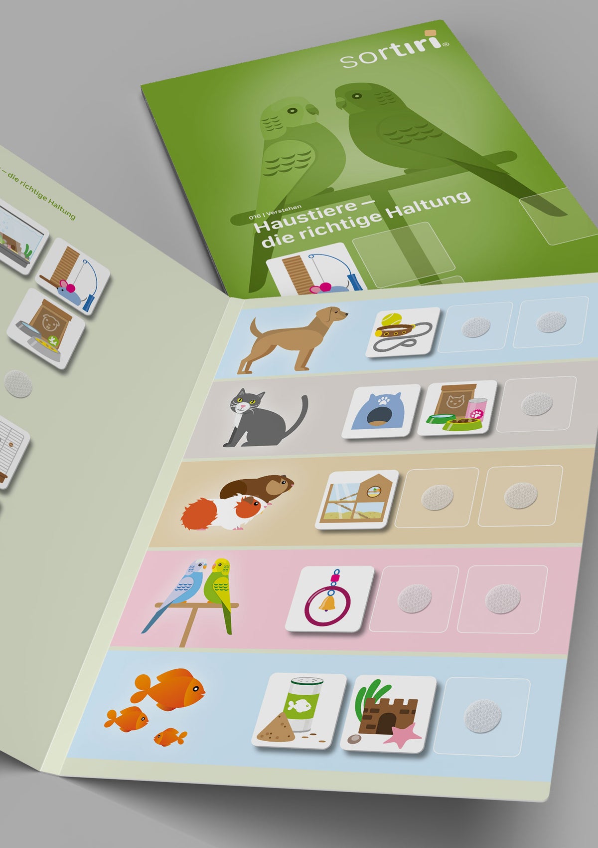 sortiri Klettmappe Haustiere - die richtige Haltung - Spiel