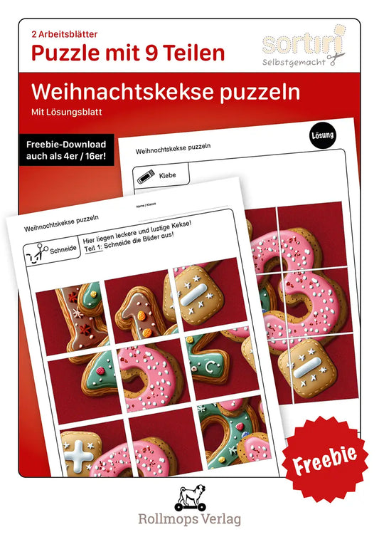 Arbeitsblätter Weihnachtskekse puzzeln | 9 Teile