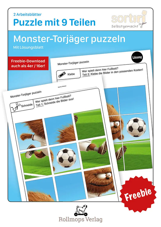 Arbeitsblätter Monster-Torjäger puzzeln | 9 Teile