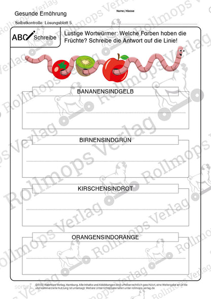 Gesunde Ernährung Arbeitsblatt leicht Wortschlange