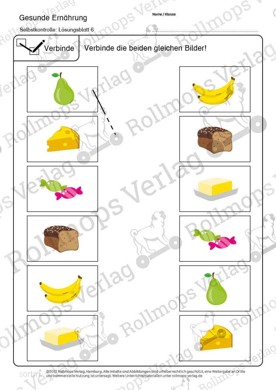 Gesunde Ernährung Arbeitsblatt leicht Verbinden