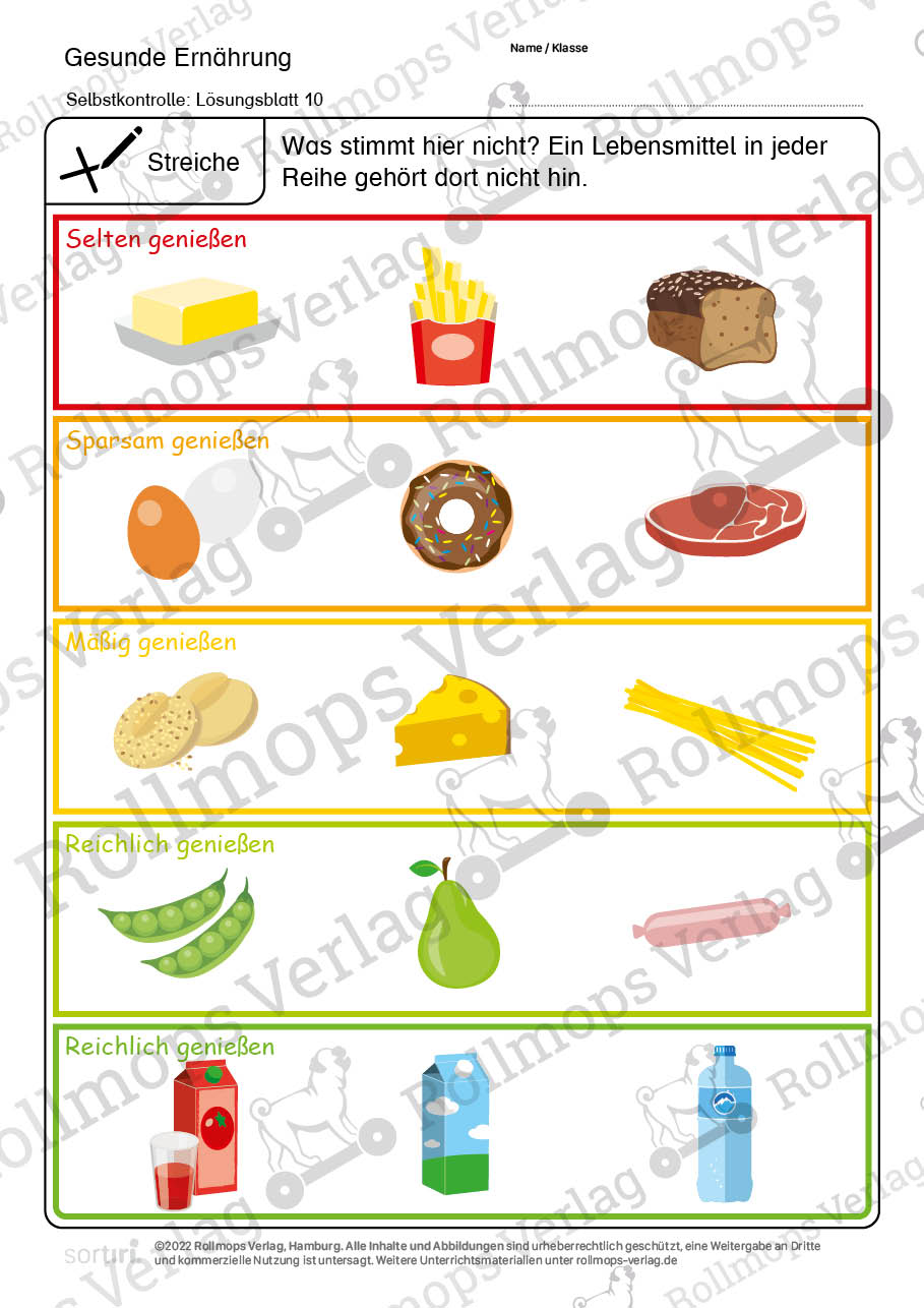 Gesunde Ernährung Arbeitsblatt schwer Lebensmittel