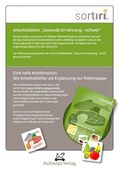 Gesunde Ernährung Arbeitsblatt schwer Einleitung