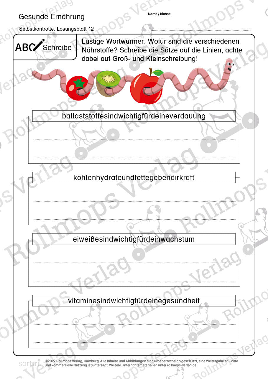 Gesunde Ernährung Arbeitsblatt schwer Wortschlange