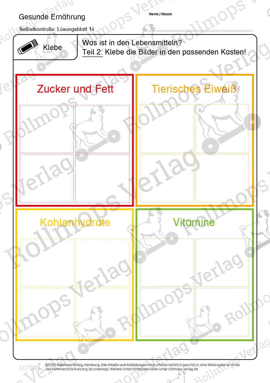 Gesunde Ernährung Arbeitsblatt schwer Klebeblatt,Puzzle