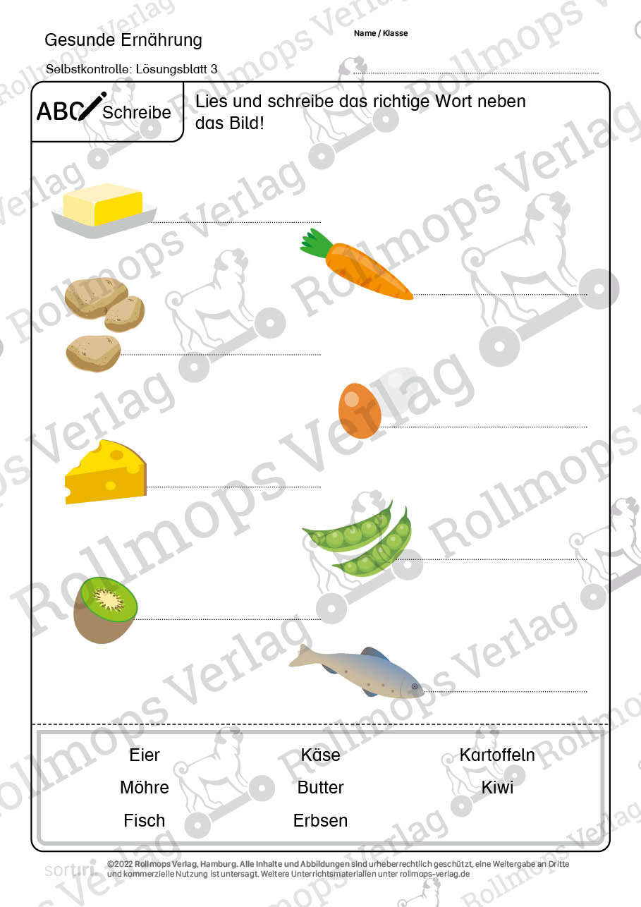 Gesunde Ernährung Arbeitsblatt schwer Schreiben