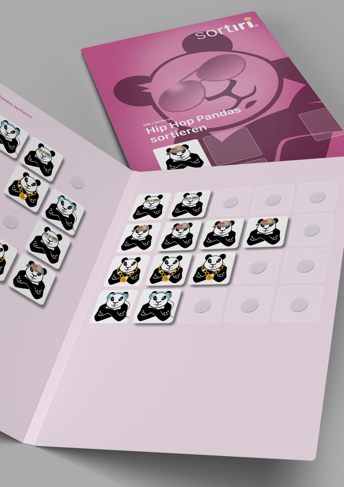sortiri Klettmappe Hip Hop Pandas sortieren - Spiel